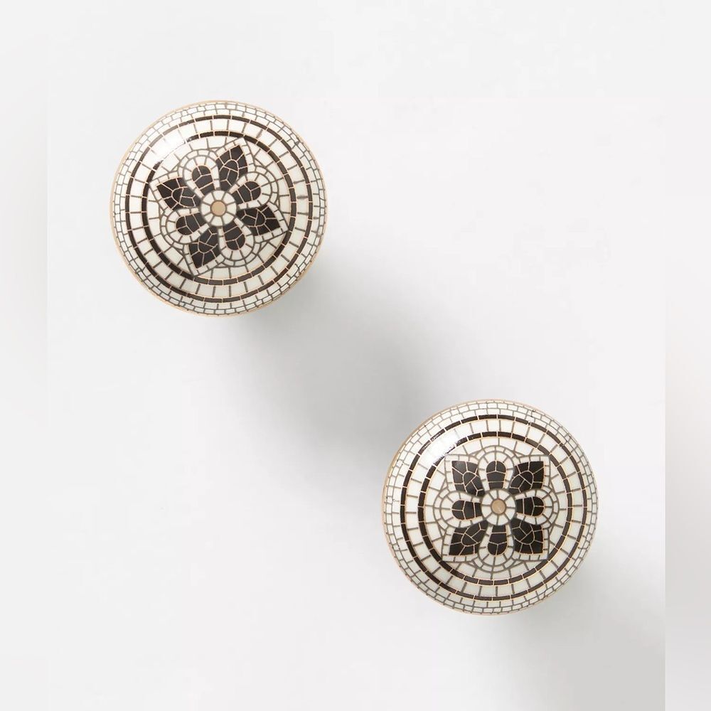 New Anthropologie The Bistro Tile Stoneware Knob
